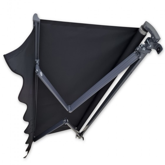 Black Fabric/Dark Grey Frame Manual Retractable Folding Arm Awning